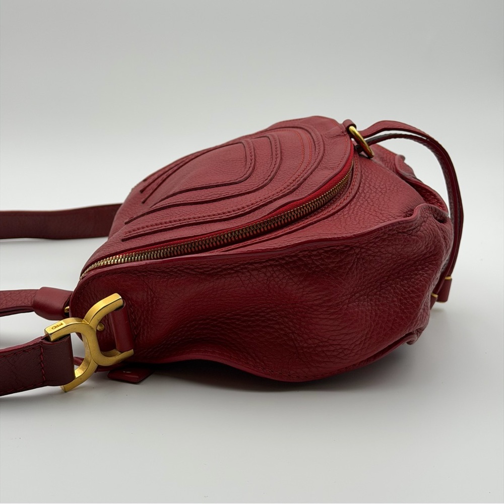 CHLOÉ MARCIE LEATHER CROSSBODY BAG – RED / BURGUNDY - Picture 5 of 12